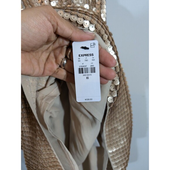 Nwt Express Dress Women Sz XS Gold Sequin Sleeveless Mini Party Cocktail - Picture 8 of 10